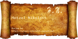 Hetzel Nikolett névjegykártya